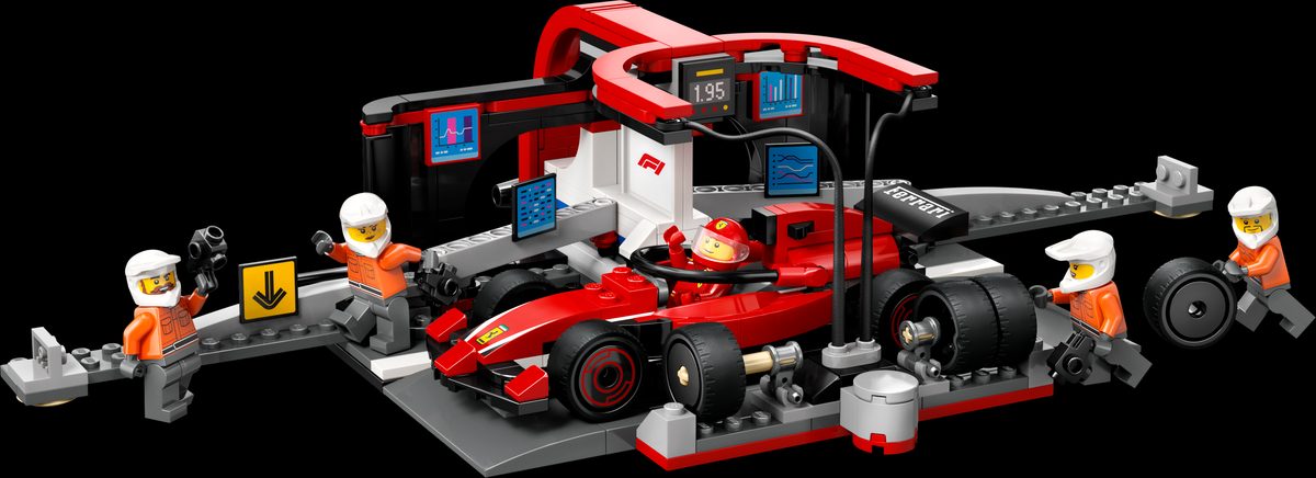 F1維修站、維修人員和Ferrari 汽車